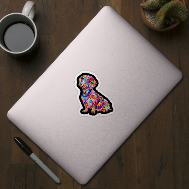 Colorful Artistic Representation of Dog Various Flowers by animegirlnft